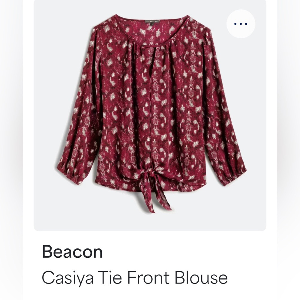 Beacon Casiya Tie-Front Blouse in Burgundy Print